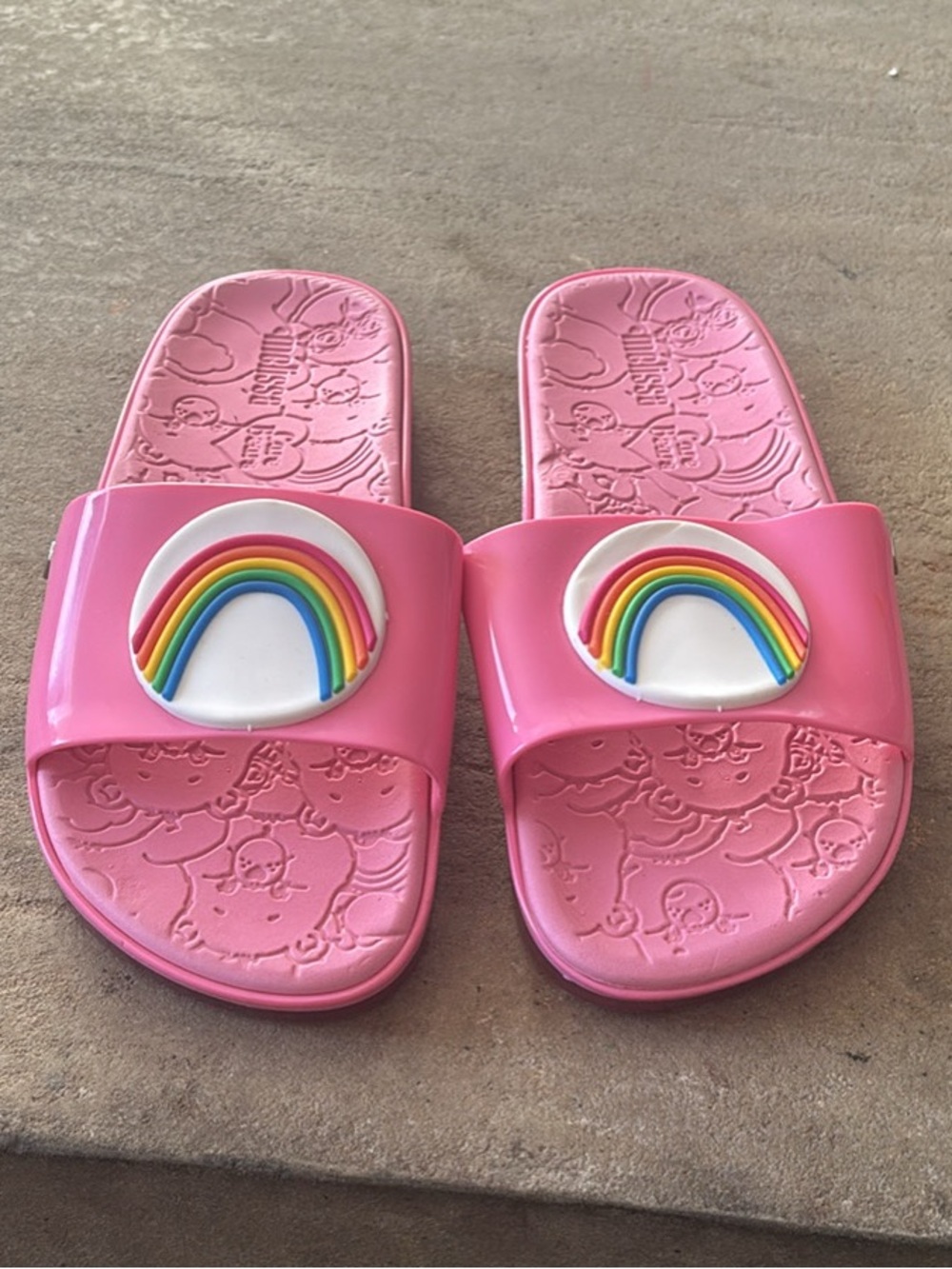 Melissa Women's Cheer Bear Care Bear Beach Slide Sandals Pink/Rainbow SZ 6 A-6